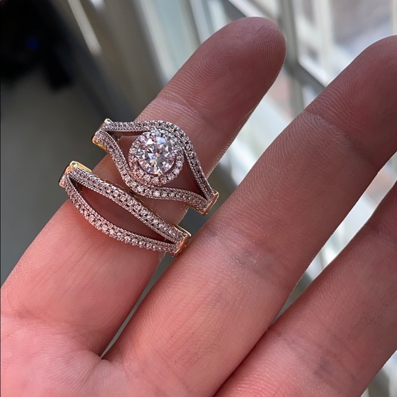 Luxury Two Tone 925 Silver White Sapphire Ring - Picture 7 of 7